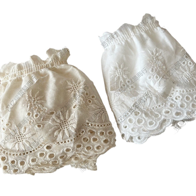 Pure Cotton Embroidered White Lace Trim Skirt Hem Neckline Cuffs Cotton Lolita Handmade Lace Trim