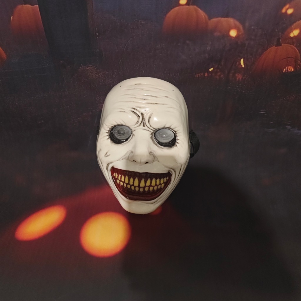 Exorcist Mask Smiling White-Eyed Devil Headgear New Cross-Border Halloween Horror Plastic Mask Factory Direct Supply