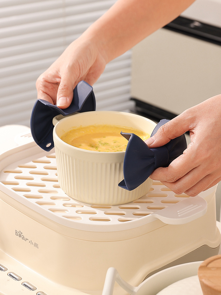 Soufflé Baking Bowl for Air Fryer Ceramic Double-Eared Bowl Egg Custard Steaming Bowl Steamed Egg Bowl Baby Qinxuan