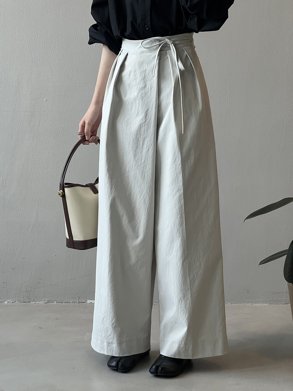 Yan Shuang Designed Strap Loose Casual Pants Women's Autumn New High Waist Diagonal Placket Long Pants 9787