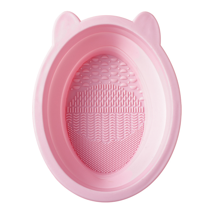 Makeup brush powder puff cleaning suit silicone folding cleaning Bowl beauty egg cleaning tool drying net bag factory price