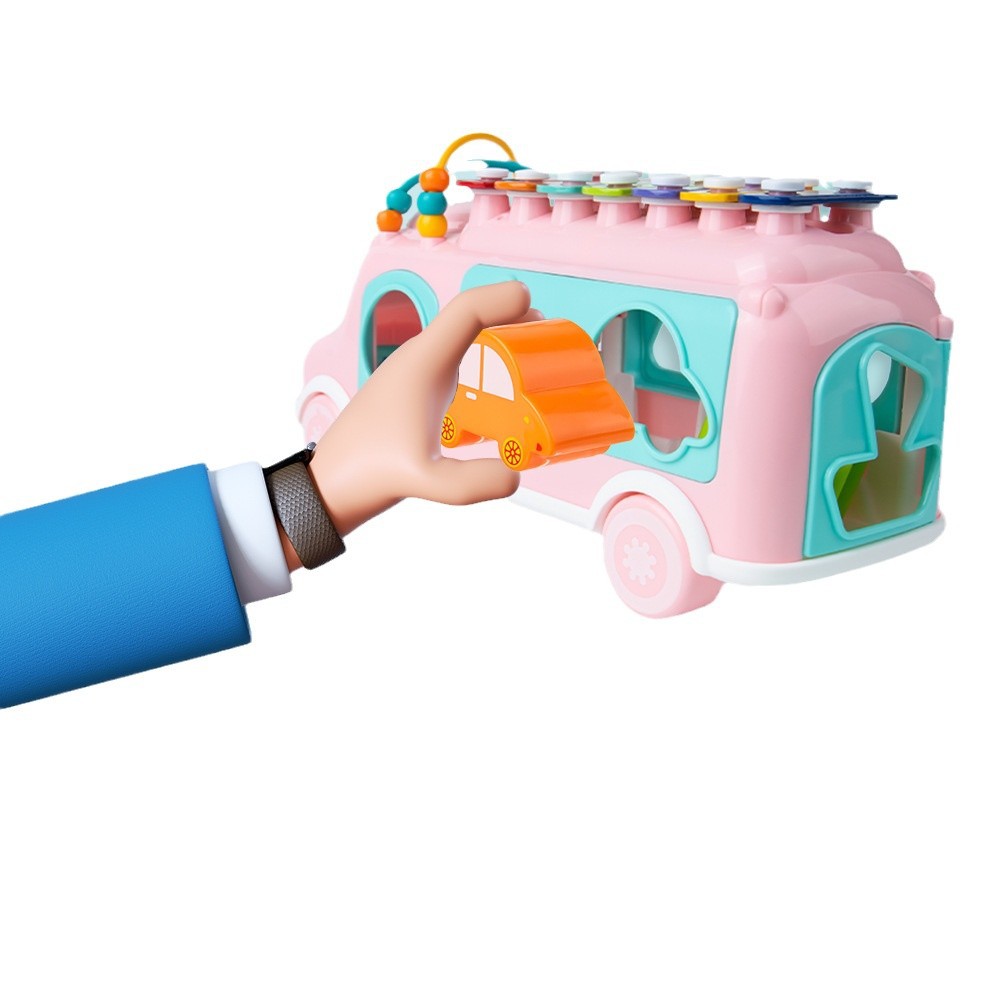 Cross-border Children's Bus Knocking Piano Educational Early Education Toys 0-3 Years Old Baby Music Enlightenment Multifunctional Car Batch