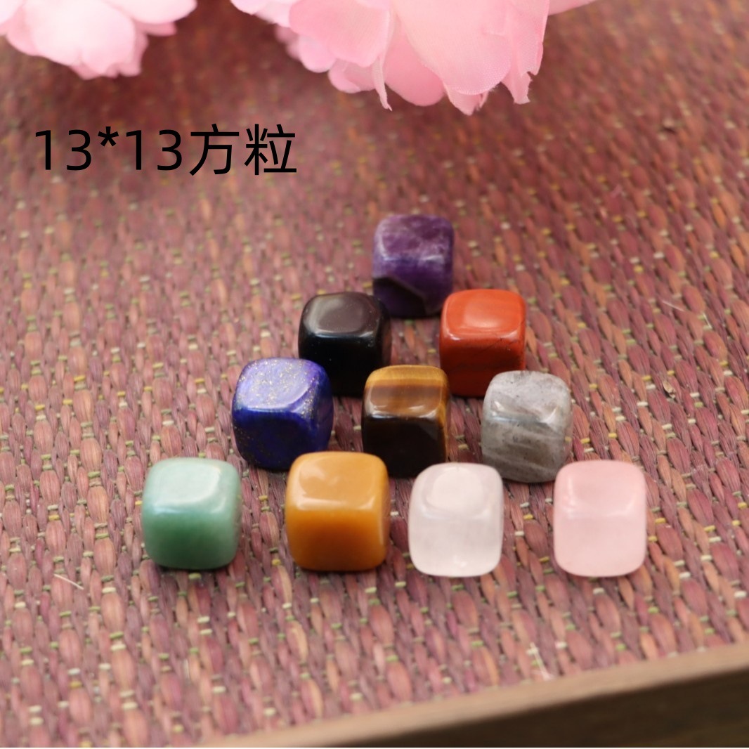 Натуральный кристалл, семицветный квадратный камень, полированный агат, маленькие украшения