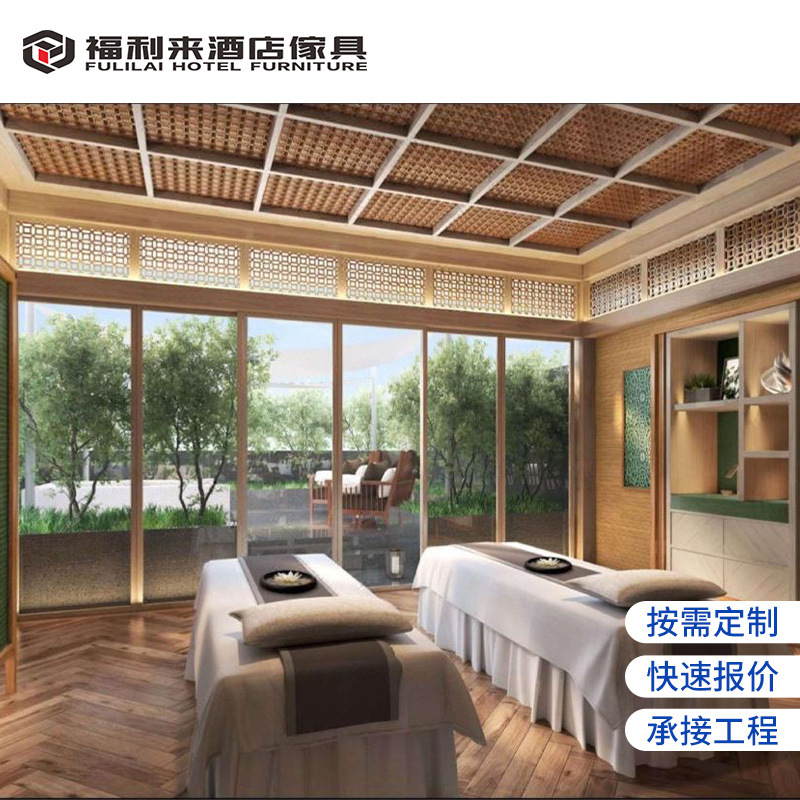 Xiamen Waldorf Astoria Hotel Furniture Standard Room Full Set Custom Homestay Bed Box Hotel Bedside Screen Room Furniture