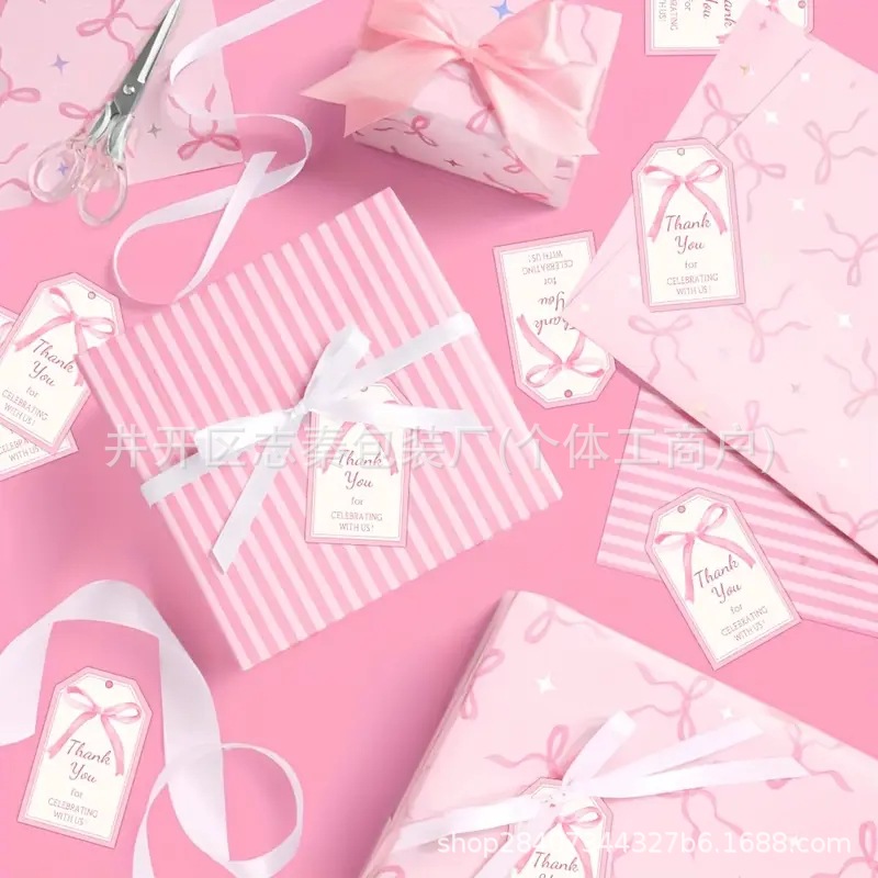 pink Butterfly Thank You Tag Birthday Party Anniversary Thank You Tag Gift Packaging Decoration Supplies