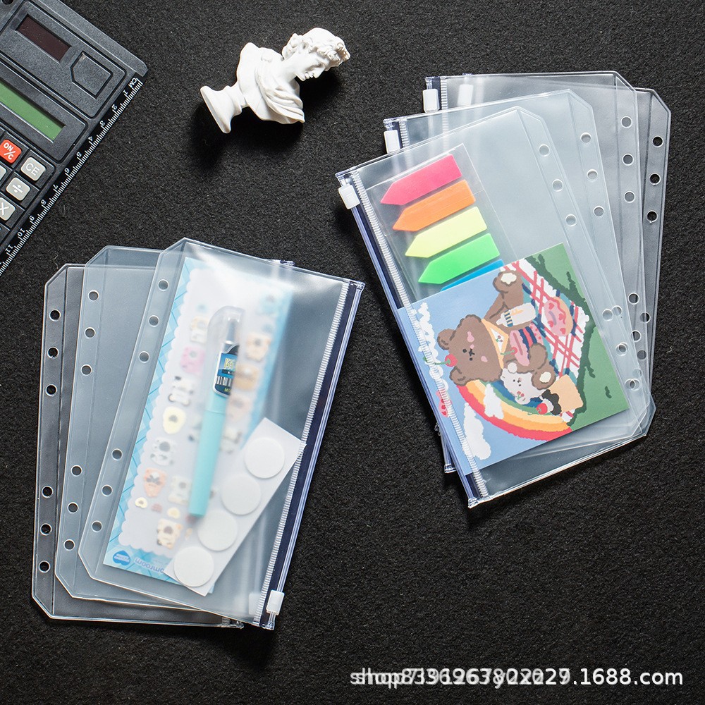 Cross-Border Pvc Transparent Bag A6 Notebook A5 Storage Zipper Bag Information Bag Budget Book Business Card Book A4 Loose-Leaf Bag