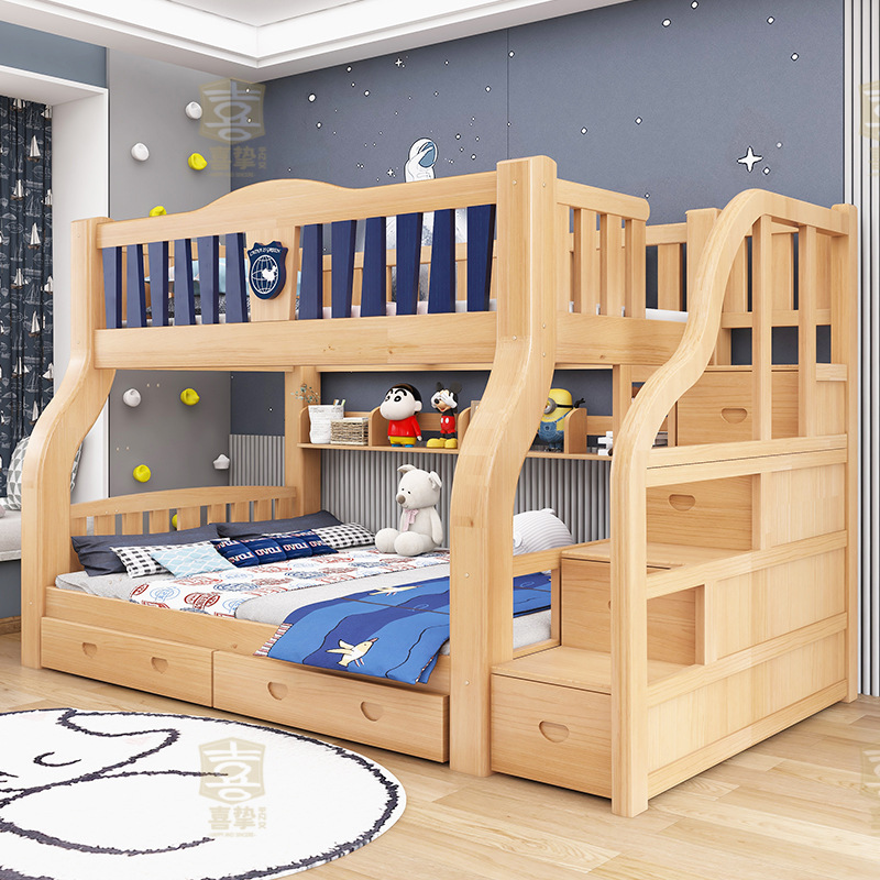 Free Shipping Thickened Solid Wooden Bed Upper and Lower Double-Layer Bed Upper and Lower Bed Adult Solid Wooden Mother Bed Upper and Lower Double-Layer Bed
