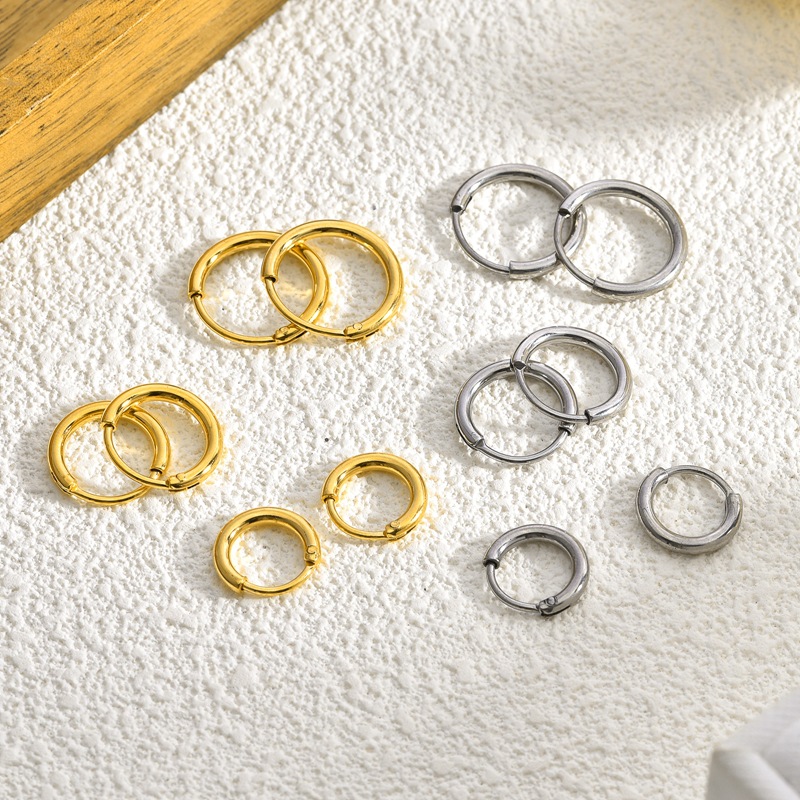 Серьги-обручи из нержавеющей стали, вакуумное электропокрытие, универсальные серьги из титана, простые ювелирные изделия