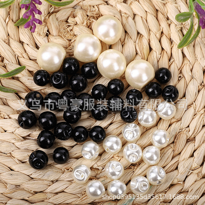 ABS high-brightness imitation pearl semicircle flat bottom no hole straight hole dark foot pearl jewelry DIY beaded material clothing jewelry