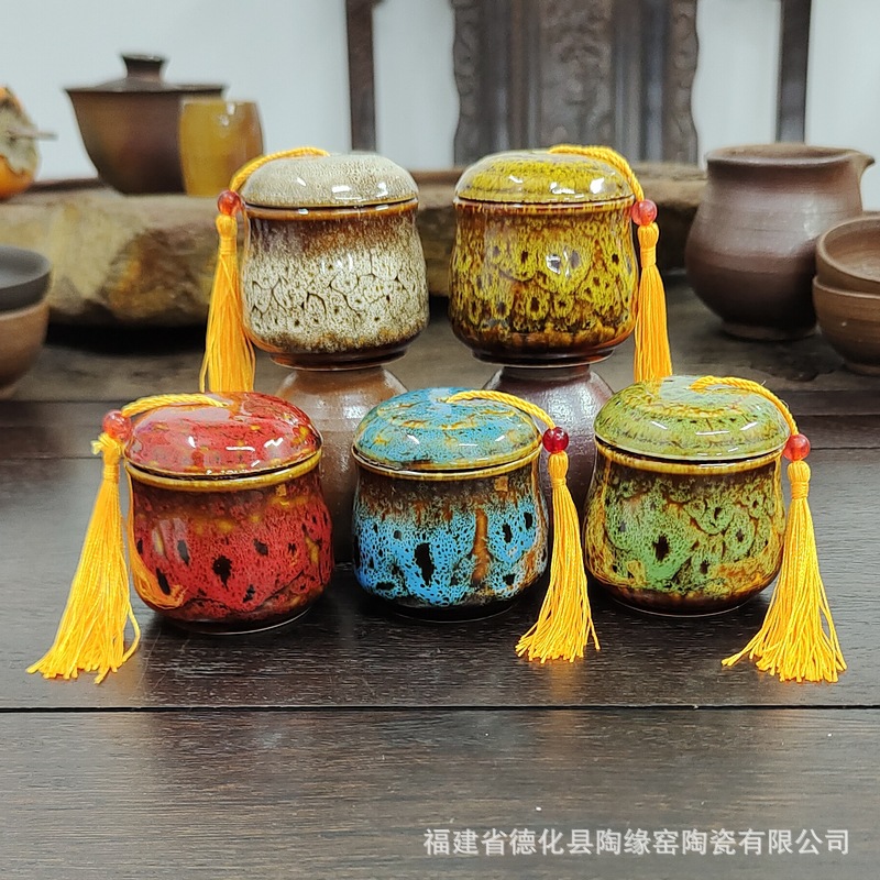 Мини керамическая банка, упаковка для чая, порционная банка, герметичная банка для хранения косметики и ароматов