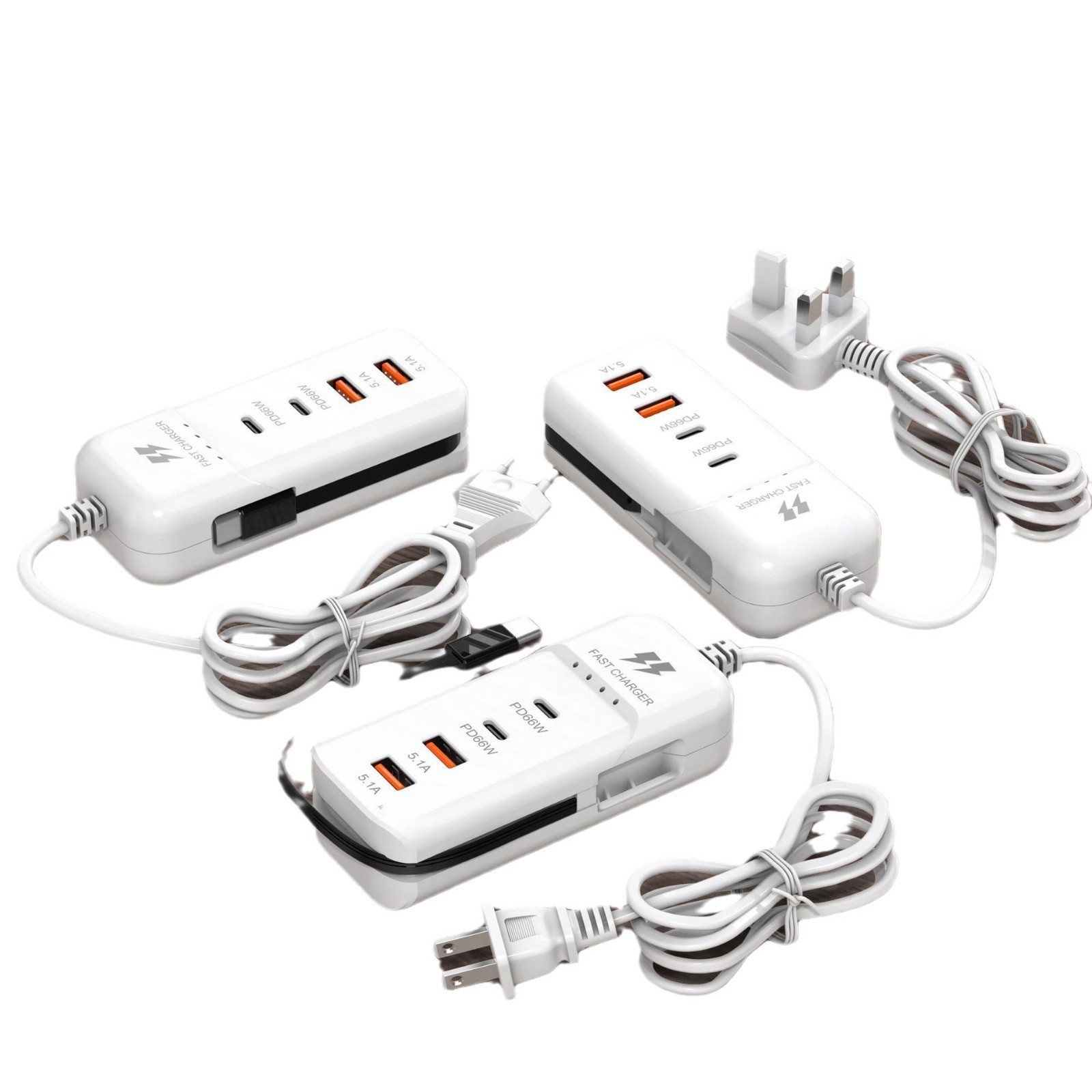 New Mobile Phone Charger Strip 4Usb Multi-Port Dual Pd Fast Charging Head Universal with Type-C Socket Extension Cord