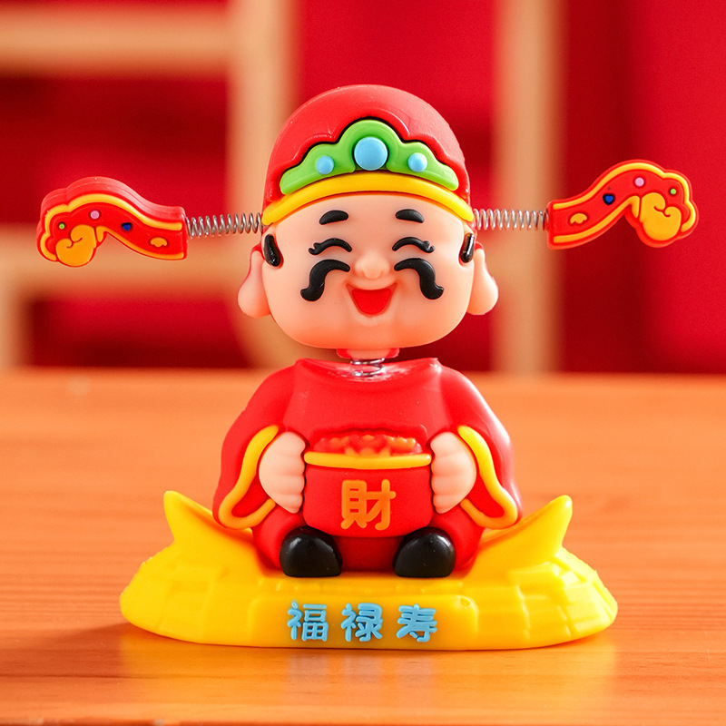Shaking Head God of Wealth Car Ornaments Small Cute New Car Cartoon Car Center Console Decorations Hand-Made Wholesale