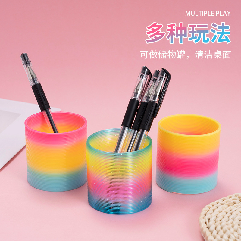 Medium boxed rainbow ring cross-border special for 6.5*6cm children's spring ring best selling stall toys wholesale