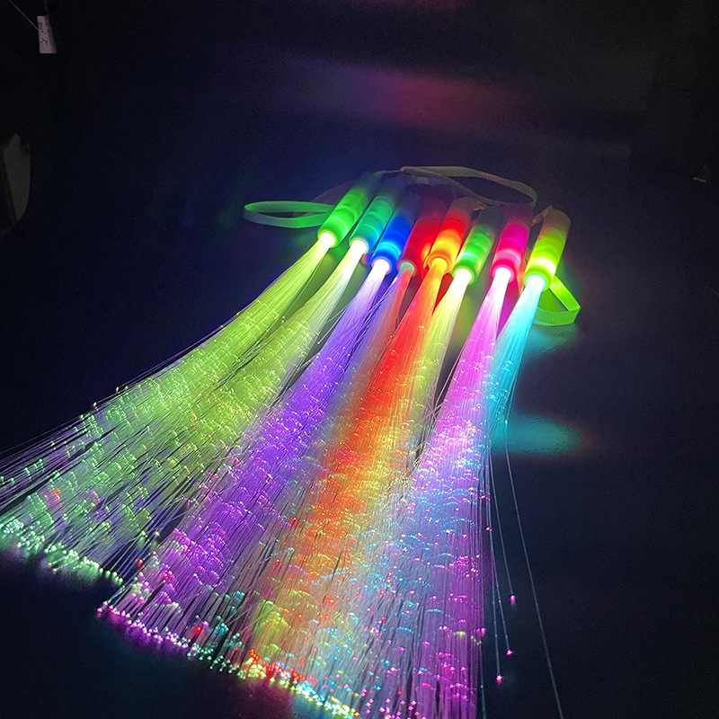 LED Colorful Luminous Optical Fiber Stick Three Function Flash Optical Fiber Stick Activity Party Concert cheer props