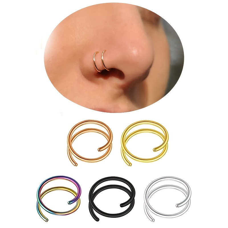 Cross-border supply jewelry wholesale new spring nose ring double-layer nose clip one ring half nose ring lip ring piercing jewelry
