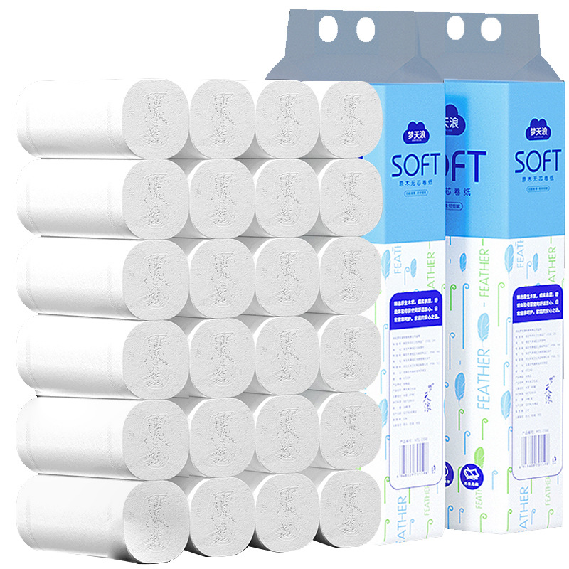 Newcomers Enjoy Household 14 Roll Paper Raw Wood Pulp Solid Toilet Paper Household Toilet Paper Wholesale Toilet Paper Roll Paper