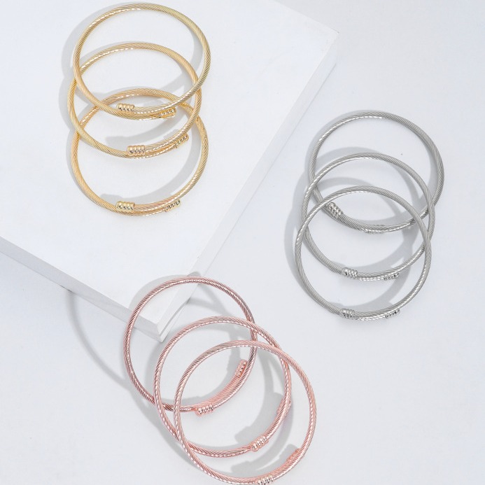 Горячая распродажа в Европе и США, браслет из нержавеющей стали 304, открытый, 14K, розовое золото