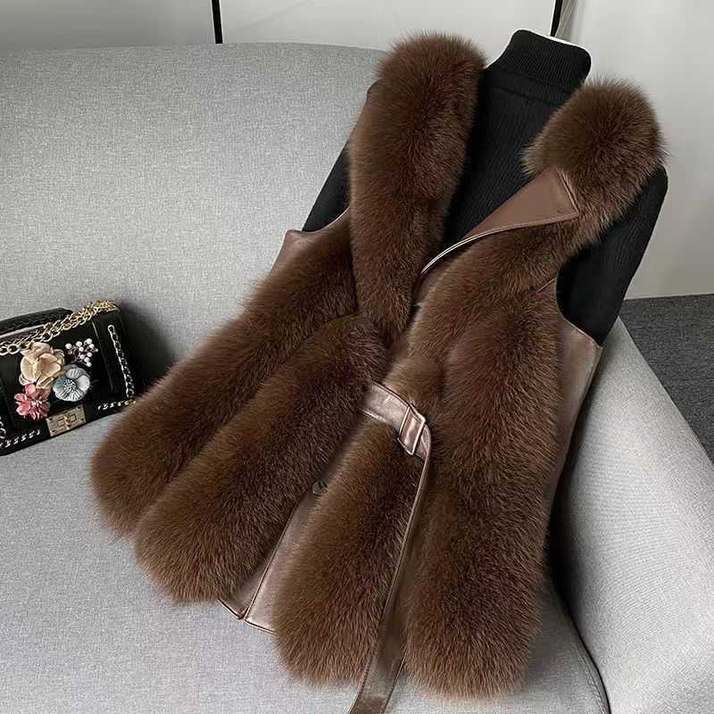 New Imitation Fox Fur Vest Women's Slim-Fit Slim Fashionable Young Style Cyber Celebrous Solid Color Fashionable Imitation Fur Jacket