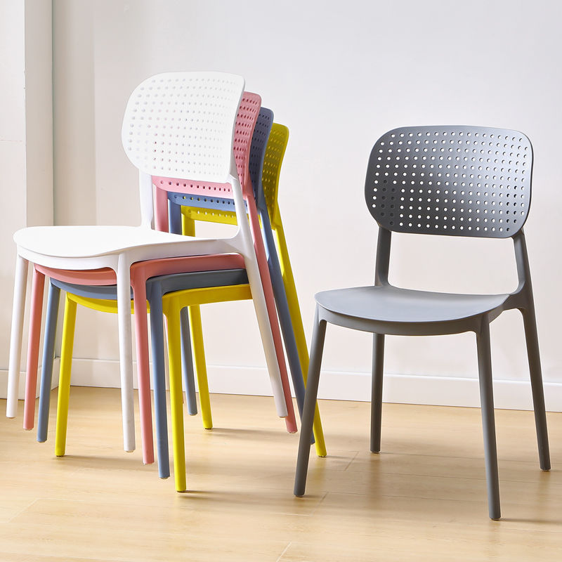 Plastic Dining Chair, Household Hollow Backrest Chair, Modern Simple Adult Negotiation Desk Chair, Nordic Internet Celebrity Makeup Chair