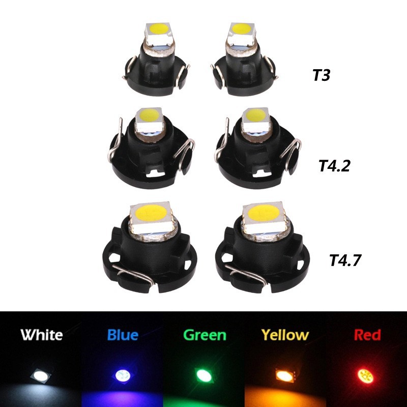Car LED light instrument light T3 1210 1SMD Motorcycle LED bulb T4.2 T4.7 12v White Light
