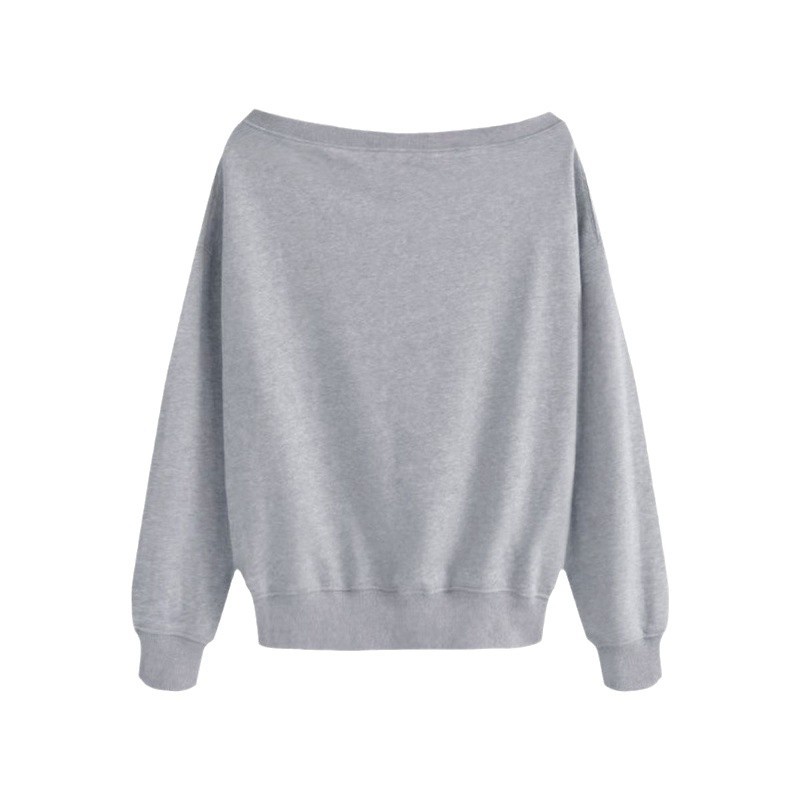 【Off-Shoulder Large Neckline】Imitation Cotton and Milk Silk Blend 310g Back-Covered Off-Shoulder Sweatshirt Basic Top