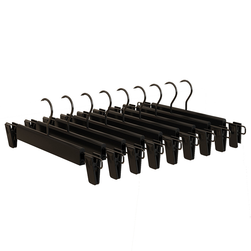 Strong Seamless Retractable Trouser Rack Plastic Trouser Clip Non-Slip Wholesale Black Clothing Store Home Adult Trouser Hanger Thickened