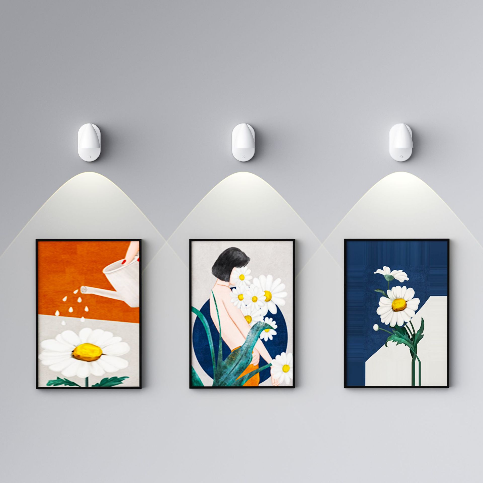 New Wiring-free Infrared Remote Control Charging Spotlight Wall Lamp Installation-free Wall Painting Lamp Advertising Hand-held Display Cabinet Bedside Wall Lamp