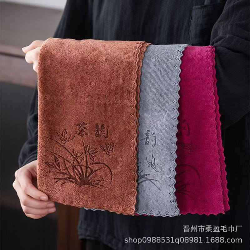 Чайное полотенце чайное полотенце утолщенное мягкое впитывающее для чайного набора без ворса логотип чайное столовое полотенце квадратное