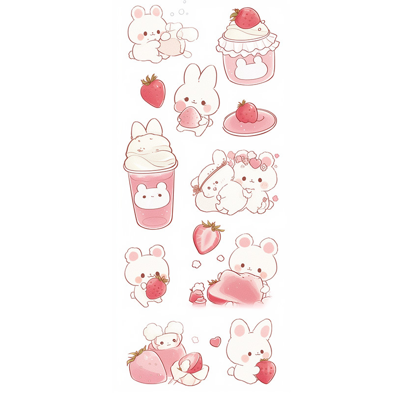 Pet Waterproof Traceless Handbook Sticker Decorative Small Pattern Cartoon Cream Rabbit Little Girl Paste Waterproof and Anti-Fouling