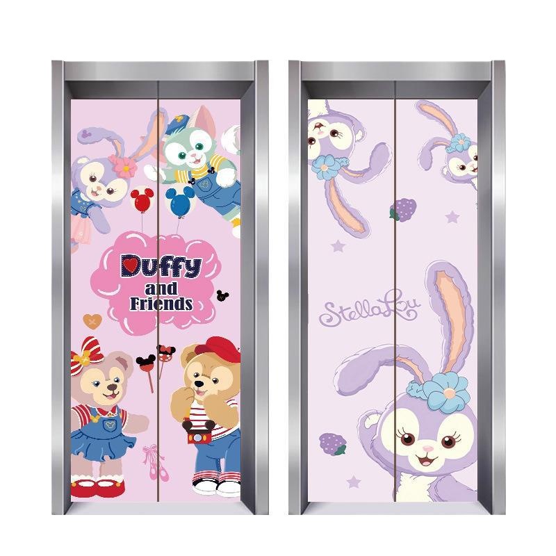 Entrance Elevator Door Sticker Film Hall Entrance Decoration One Elevator One Household High-End Cartoon Creative Internet Celebrity Wholesale