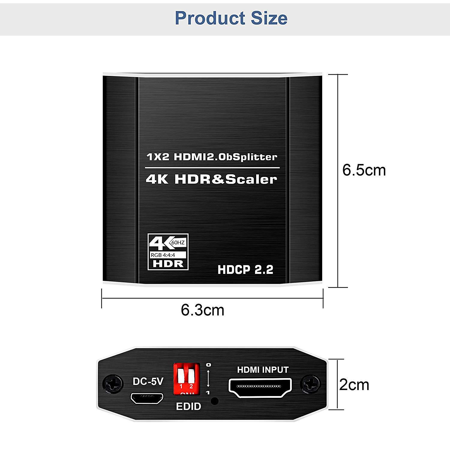 HDMI2.0 distributor 1 minute 2 1 in 2 out support Scaler4K60HZ with cracking HDCP2.34KHDR