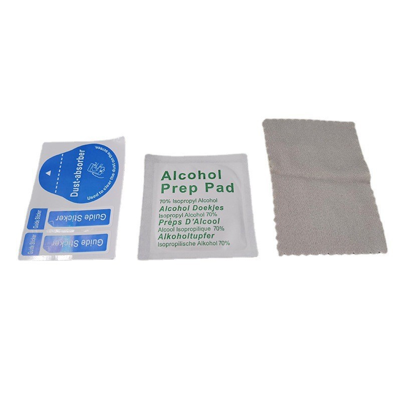 Mobile phone film auxiliary kit alcohol bag dust removal sticker tempered film cleaning tool suit source factory wholesale