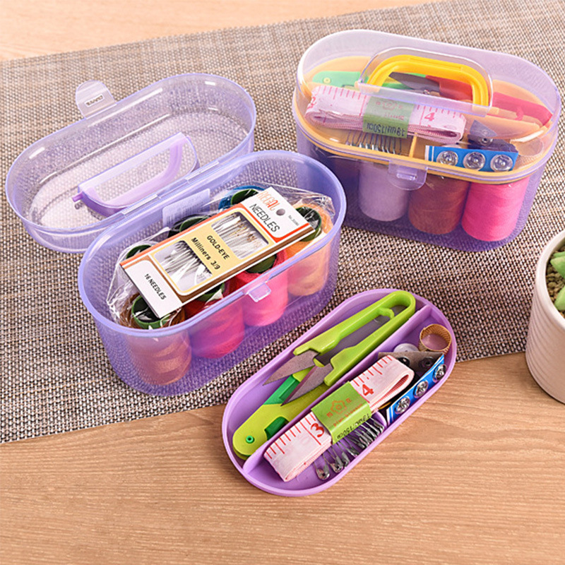 Household Plastic Sewing Box Fabric Sewing Needle Set Sewing Kit Portable Finishing Treasure Box Gift Wholesale