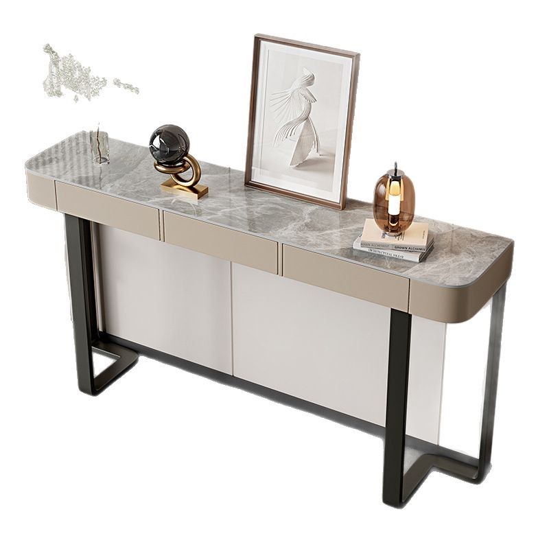 Hallway Table End View Table Rock Board Cyber Celebrity Italian Entry Cabinet Simple Modern Light Luxury Semi-Round Table Metal Rock Board Table
