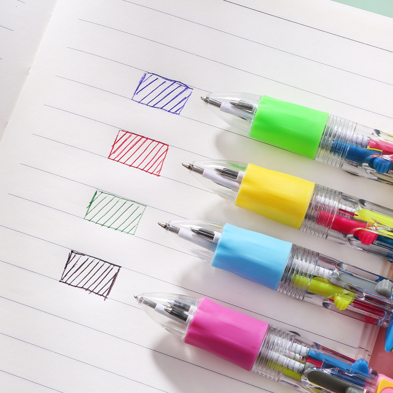Mini four-color ballpoint pen Korean cute ins cartoon cute head color pen student prize gift