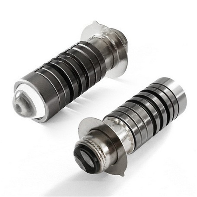 Cross-border hot sale led motorcycle headlight fisheye lamp small steel gun P15D H6 yellow and white double color electric car headlight