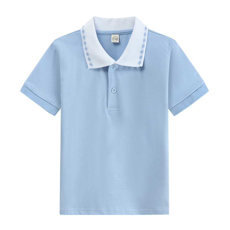 School Uniform for Primary and Middle School Students White T-shirt Short-sleeved Summer Boys POLO Shirt Class Suit Base Shirt Girls Top