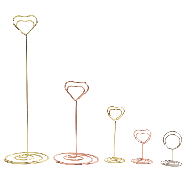 Cross-Border Metal Note Holder Desktop Business Card Holder Love Seat Holder Ready-Made Wholesale Message Holder Wedding Wedding Label