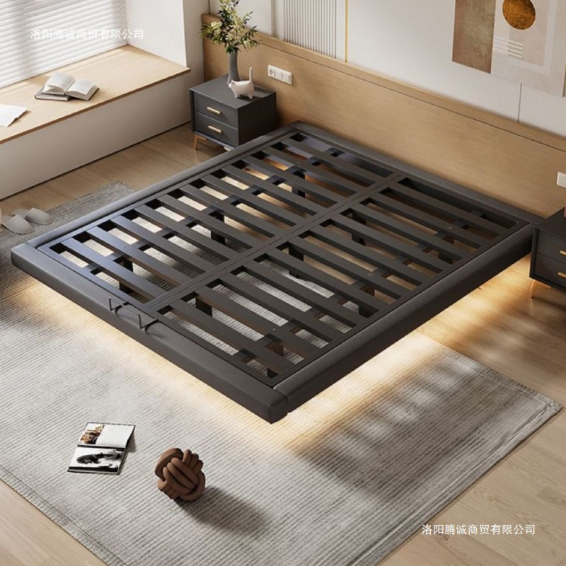 Modern Minimalist Floating Bed Without Headboard, Steel Frame, Iron Frame, Wrought Iron Home Double Bed, Tatami Frame, Suspended Bed