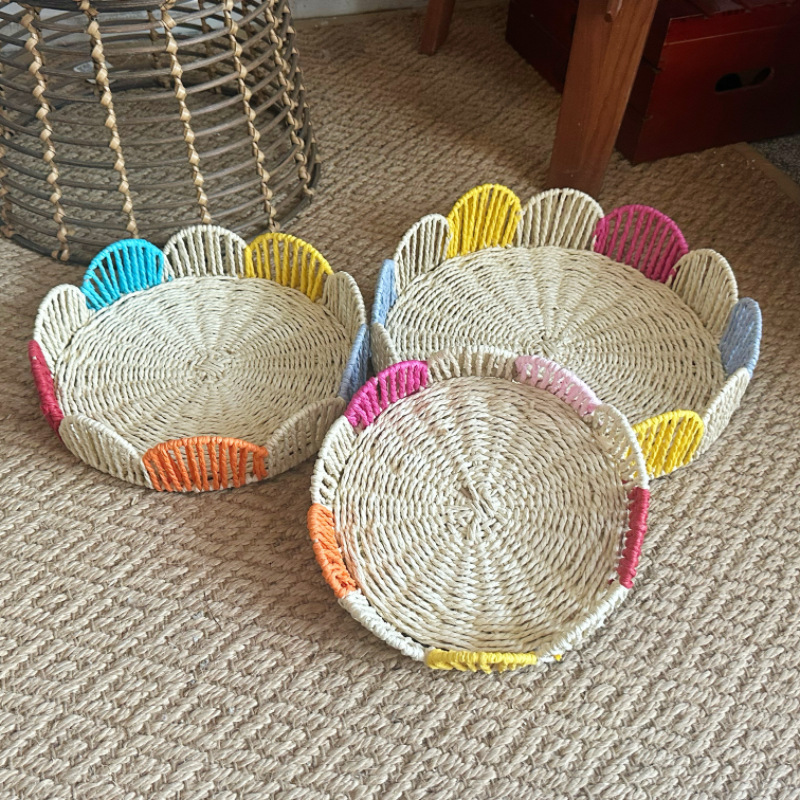Имитированная ротанговая плетеная корзина для фруктов, настольная корзина для хранения, корзина для фруктов, закусок, ручная работа