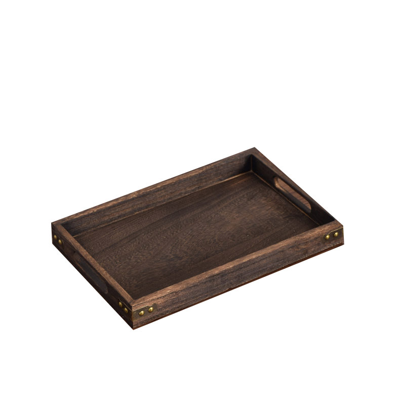 Wooden Tea Tray Afternoon Refreshment Tray for Cooking Tea in a Stove Solid Wood Tray Seven-Piece Set of Burning Tung Wood Dried Fruit Fruit Tray