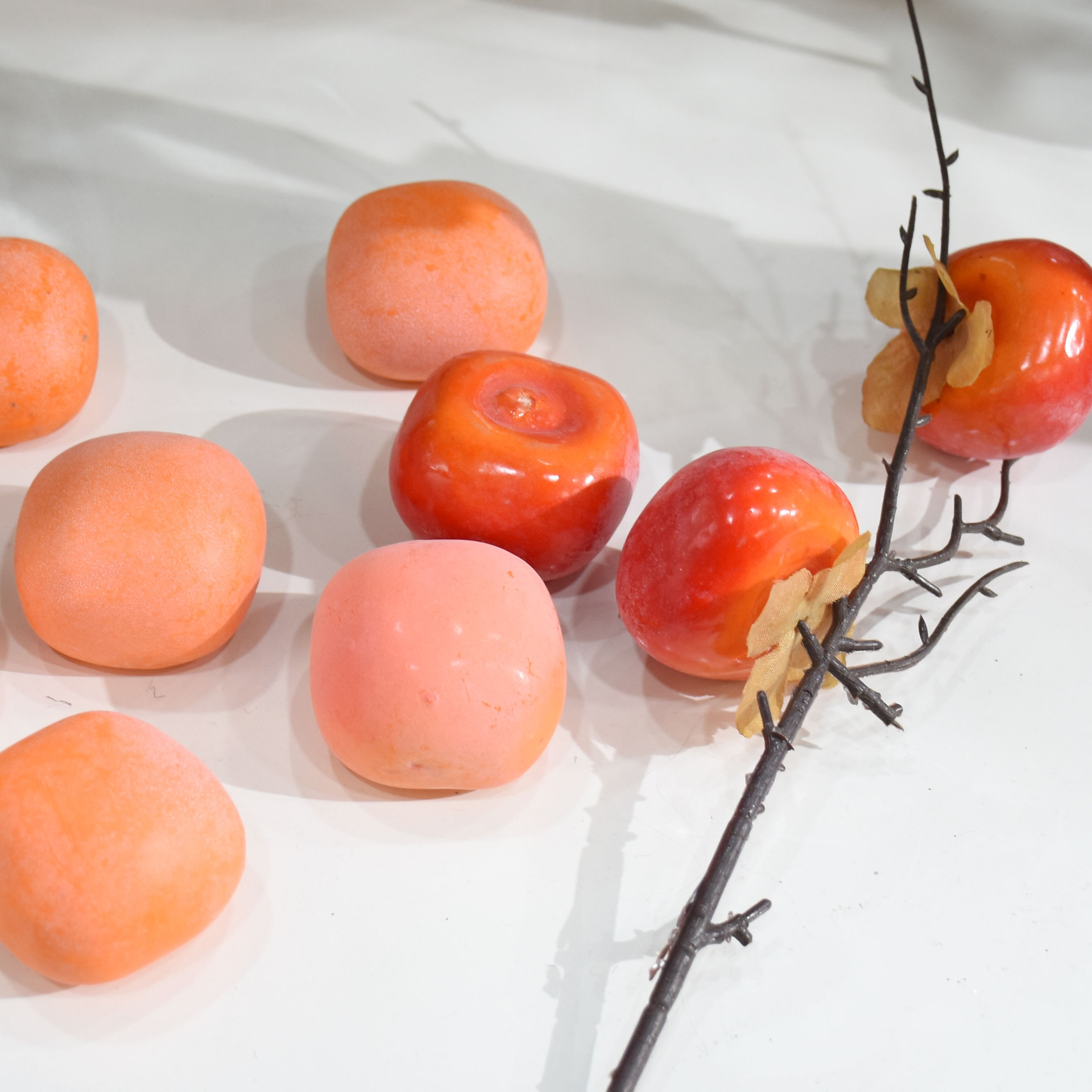 Simulation Persimmon Fruit Accessories Fake Fruit Ornaments Living Room Decoration Dried Fruit Persimmon Ruyi Simulation Persimmon