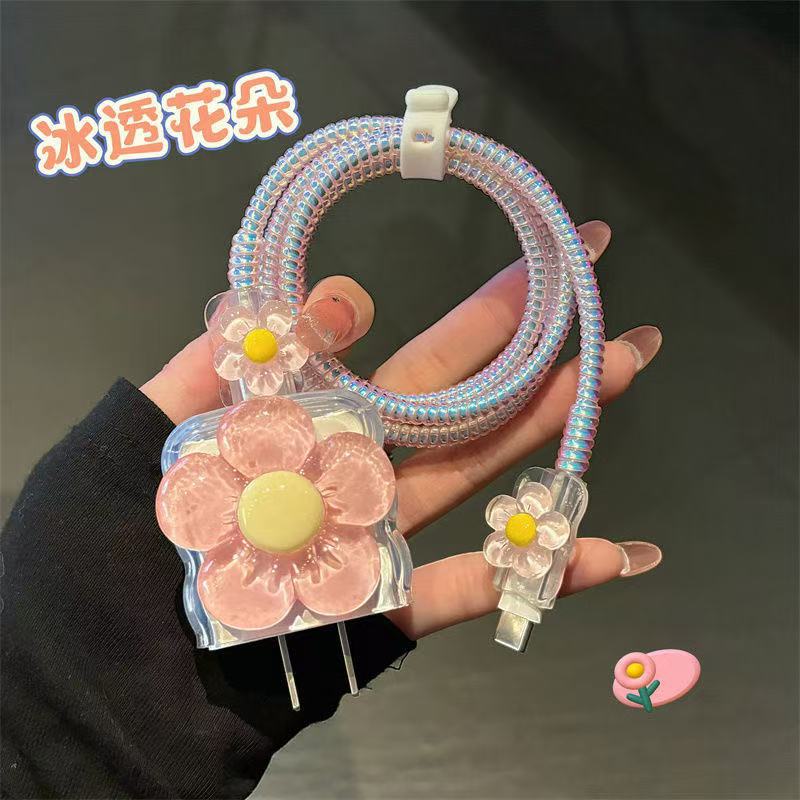 Small fresh Apple 16 data cable protective cover for iPhone15 anti-break 14 fast charge iPad fast charge 20 head