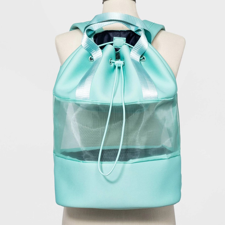 Manufacturer Customized Diving Material Outdoor Backpack Large Capacity Casual Beach Mesh Bag Summer Travel Backpack Cosmetics Bag