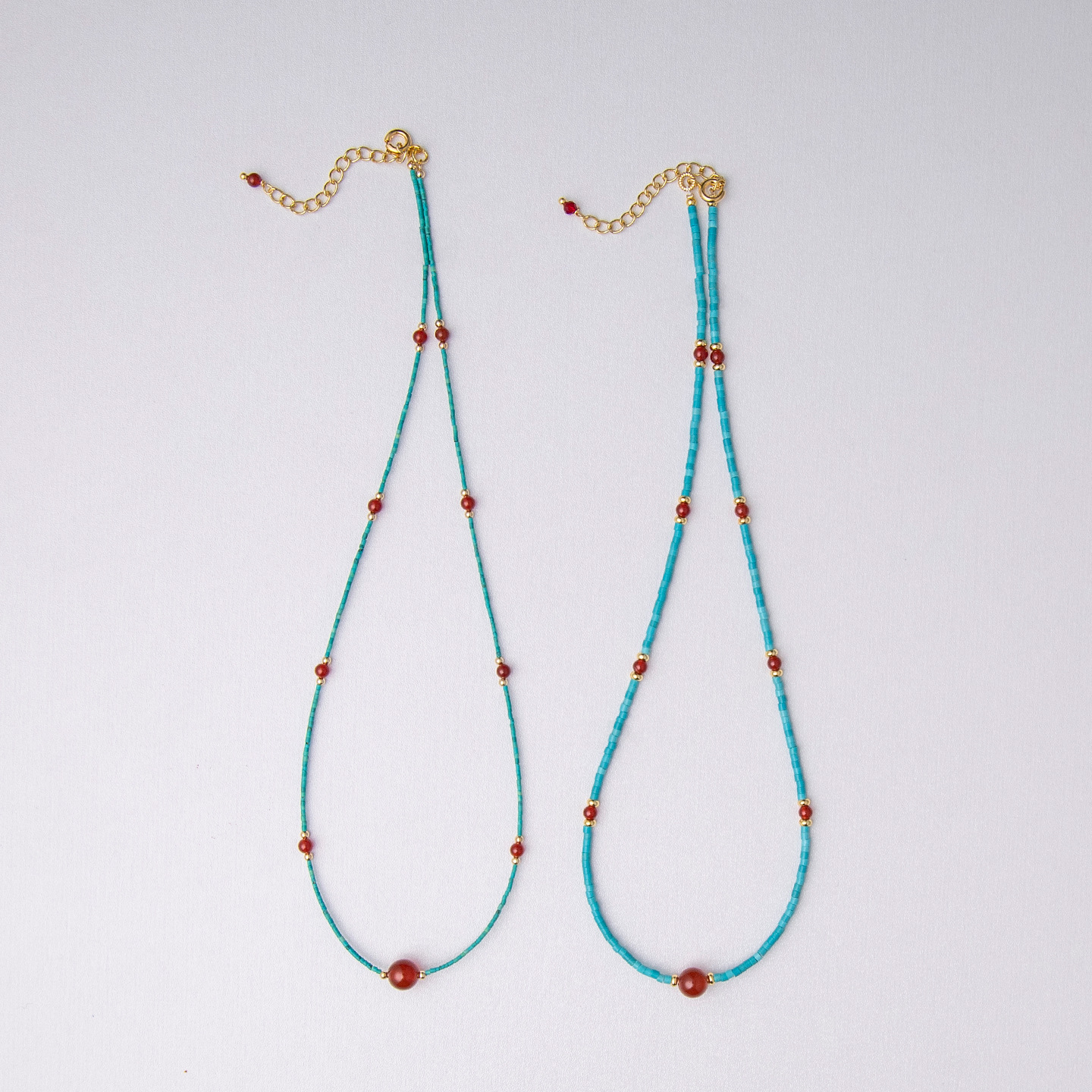 National trendy new Chinese turquoise south red agate beaded necklace women's light luxury high-end clavicle chain gift wholesale