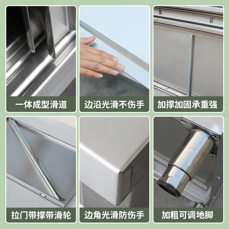 Kitchen console stainless steel worktop with sliding door chopping board storage cabinet chopping table commercial restaurant
