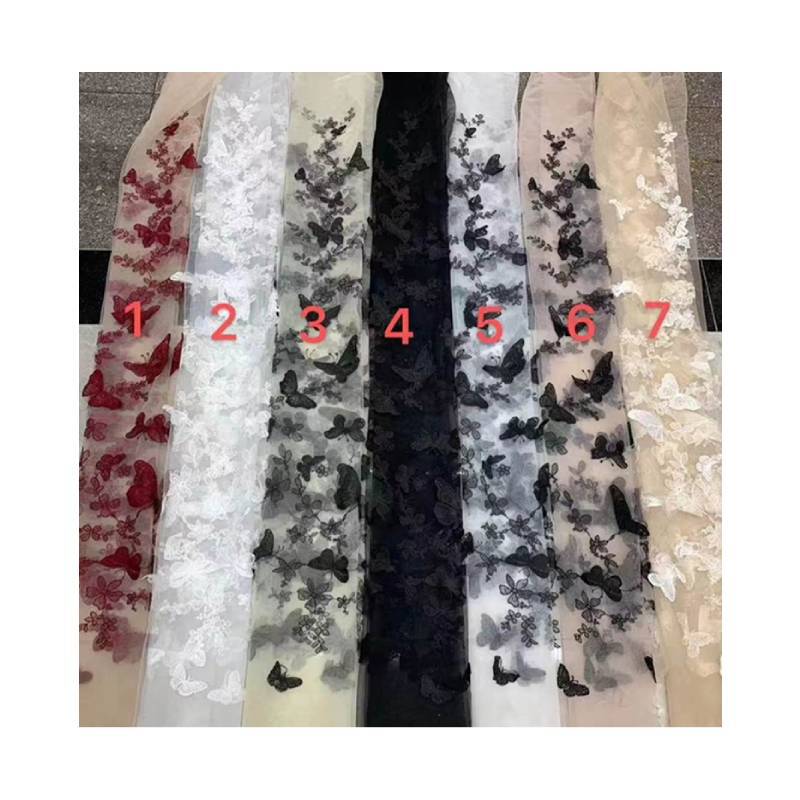 2025 New Butterfly Stereo Embroider Fabric Mesh Embroider Kidsren's Skirt Han Dynasty Fabric Embroider Fabric