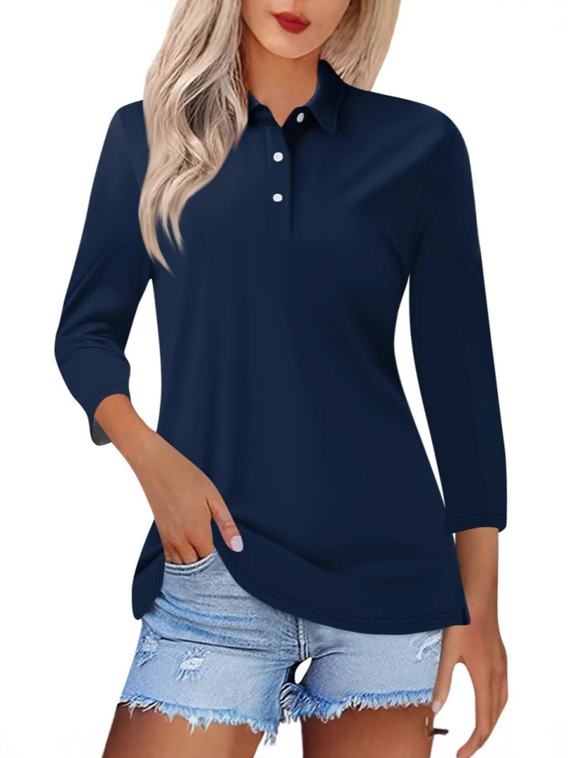 Новая стильная рубашка-поло 2025 года с 3D цифровой печатью, повседневная, с пуговицами, для женщин