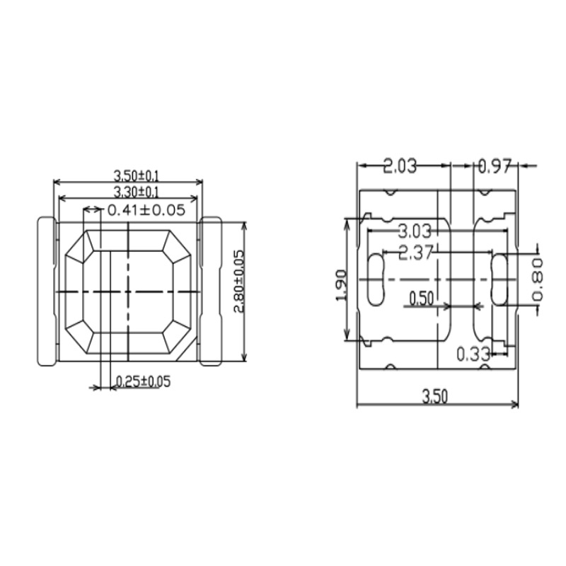 Manufacturers in stock Preh chip highlight 0.1W 3v 2835 lamp beads high luminous efficiency point powder full color patch light source