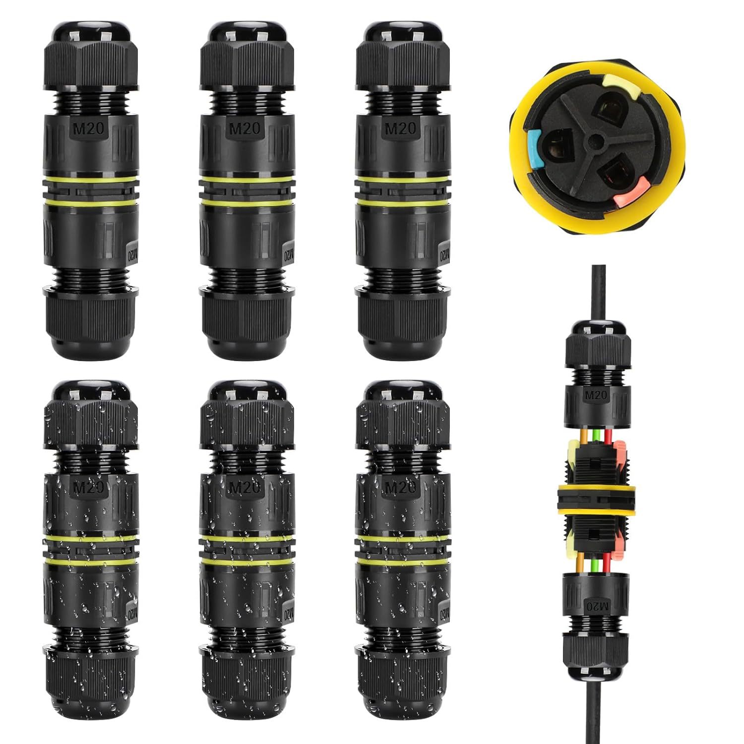 Водонепроницаемые соединители IP68, 6 шт. распределительная коробка с зажимами